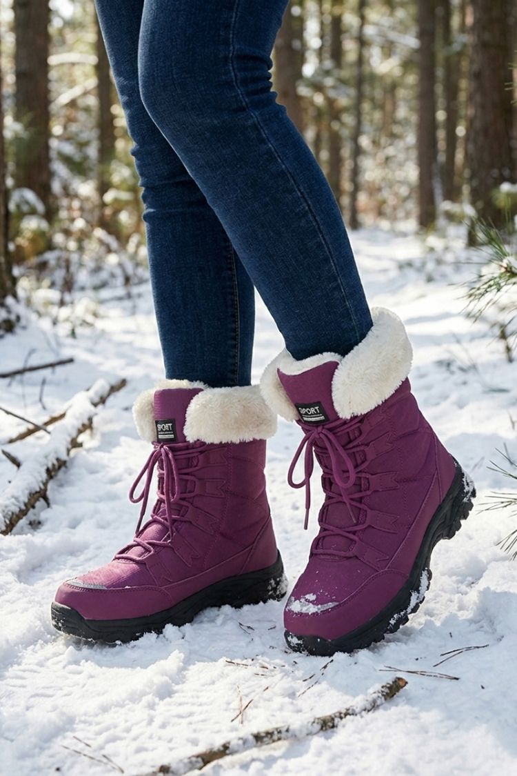 Women's Lace-Up Snow Boots | Treaded Sole