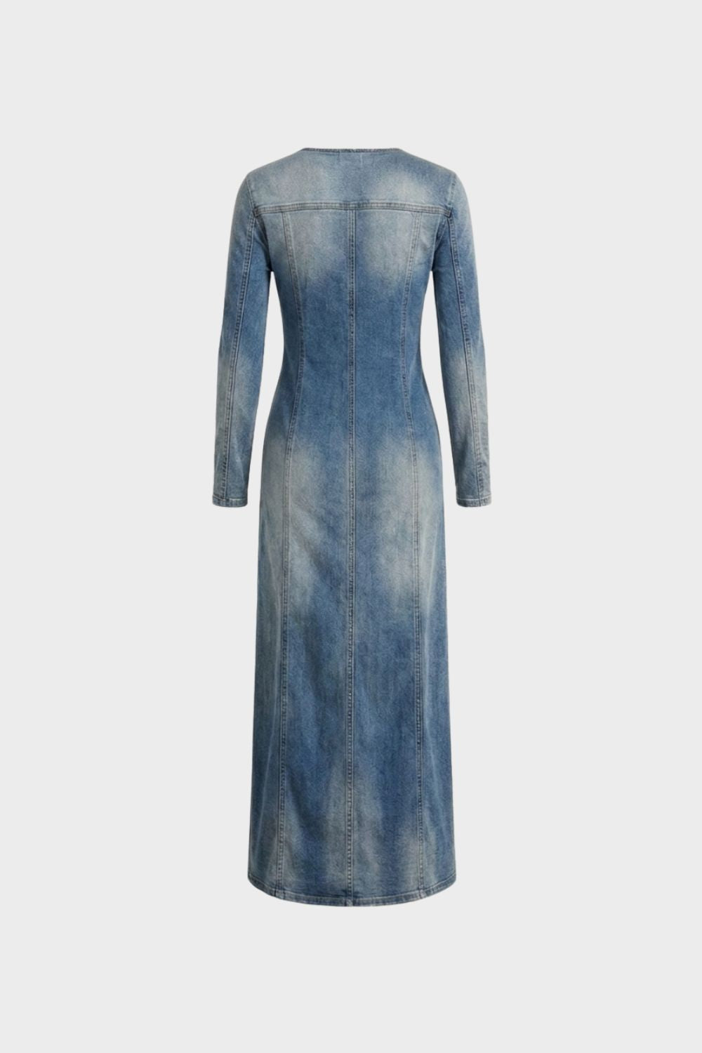 Women's Long Sleeve V Neck Button Dress | Midi