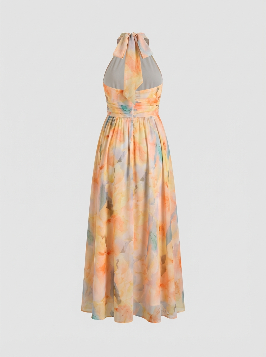Floral Halter Neck Maxi Dress for Women