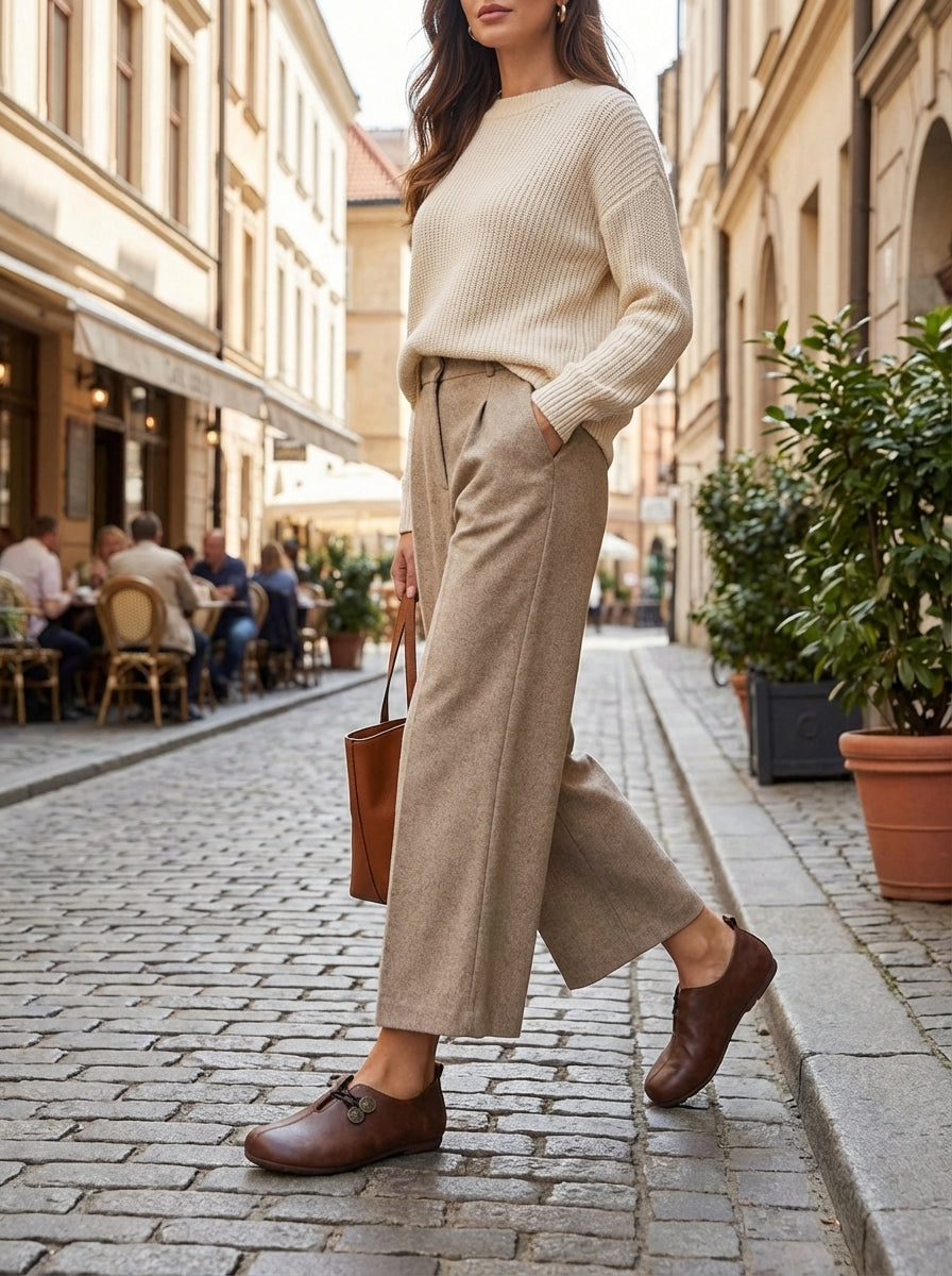 Women's Cut-Out Ballerinas with Button Detail