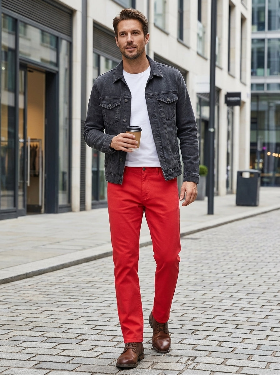 Men's Slim Fit Chino Pants with Pockets
