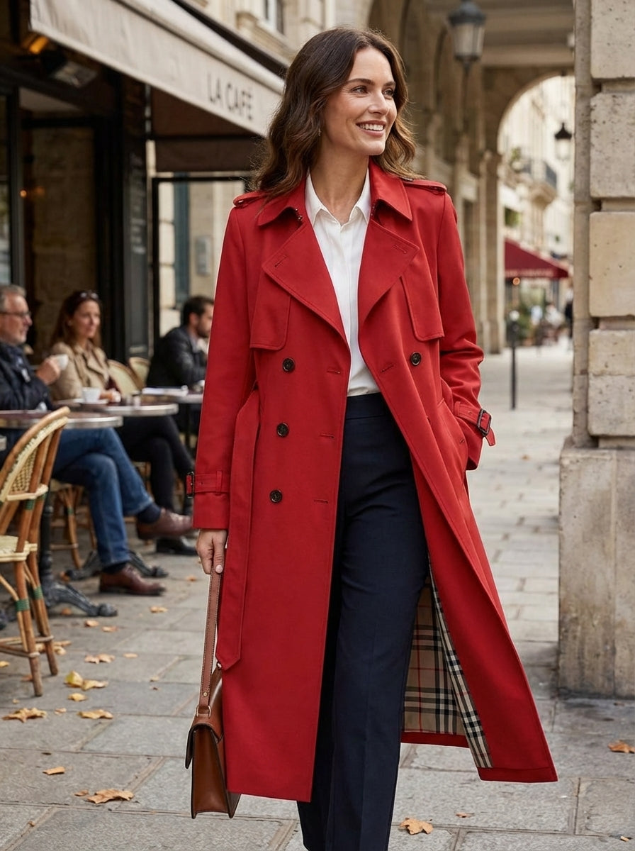 Women's Double Breasted Trench Coat with Belt