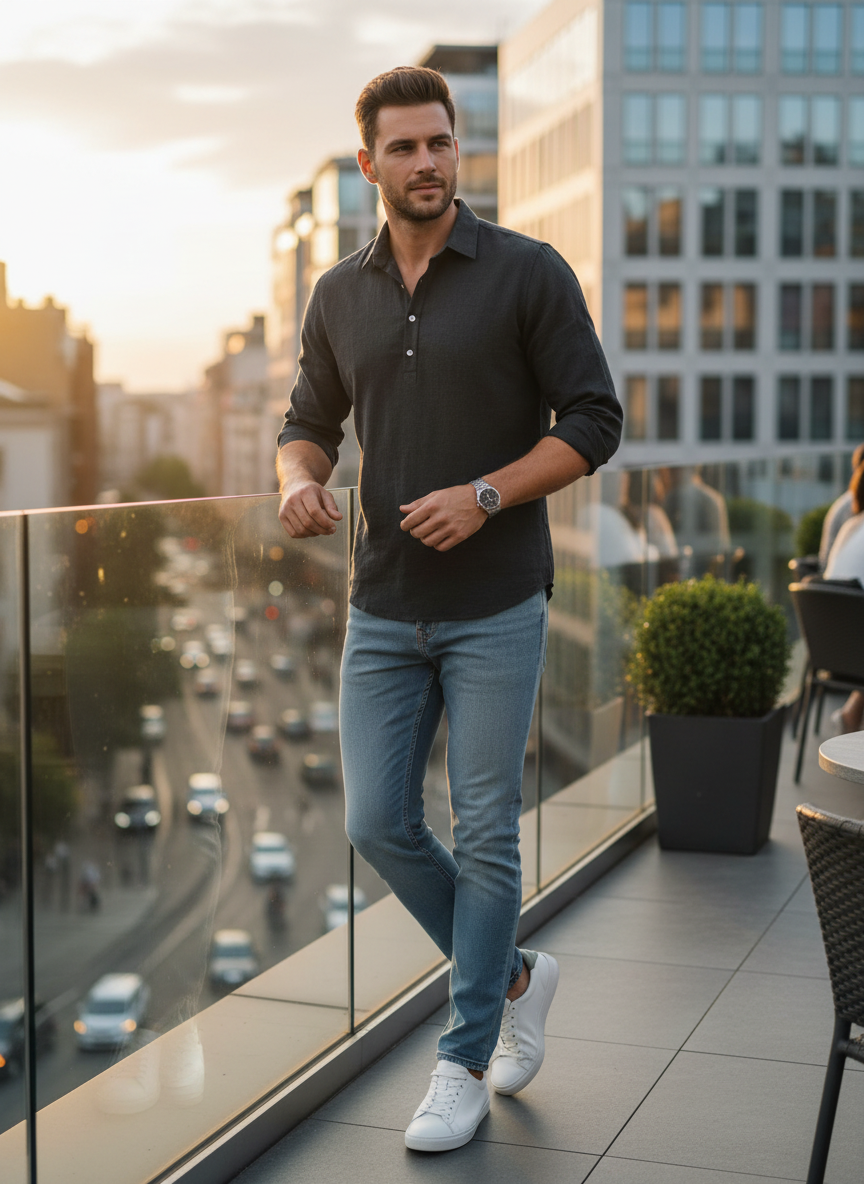 Men's Kent Collar Long Sleeve Shirt