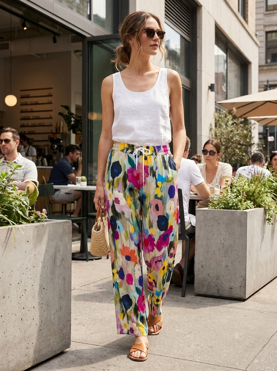 Women's Wide Leg Floral Trousers