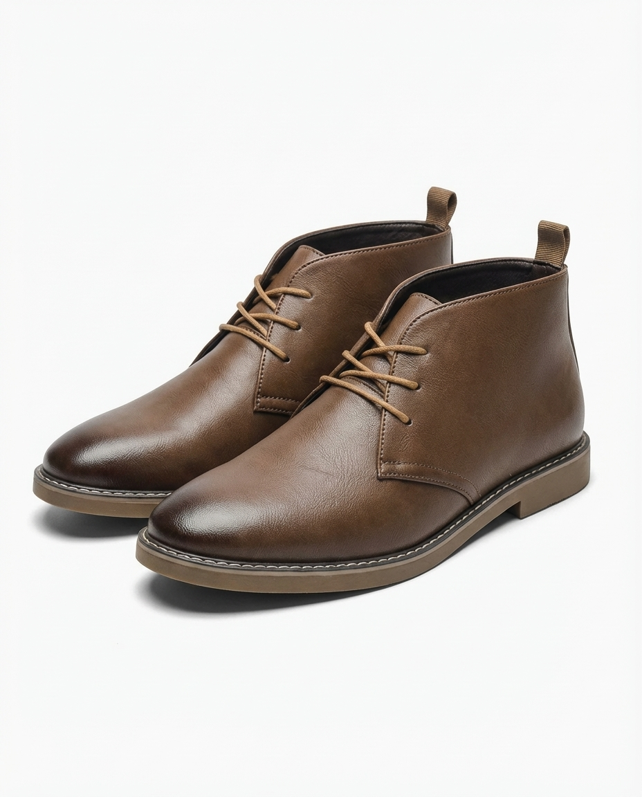 Men's ankle-height desert boots with lace-up front and round toe – 6