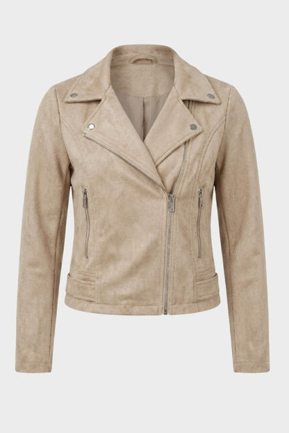 Women's Zip Leather Biker Jacket