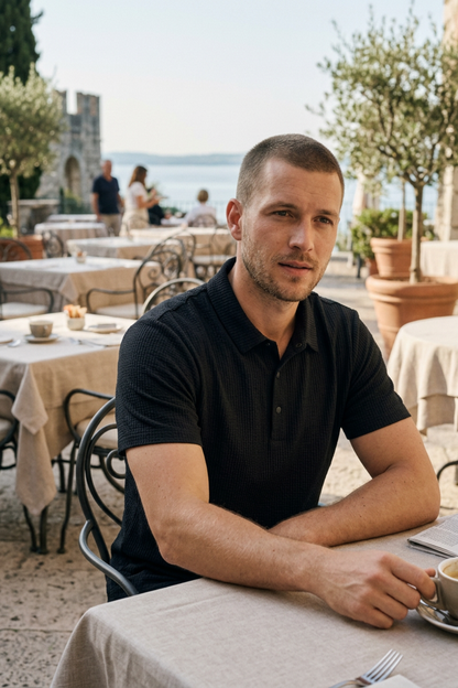 Men's Short Sleeve Polo Shirt with Buttons