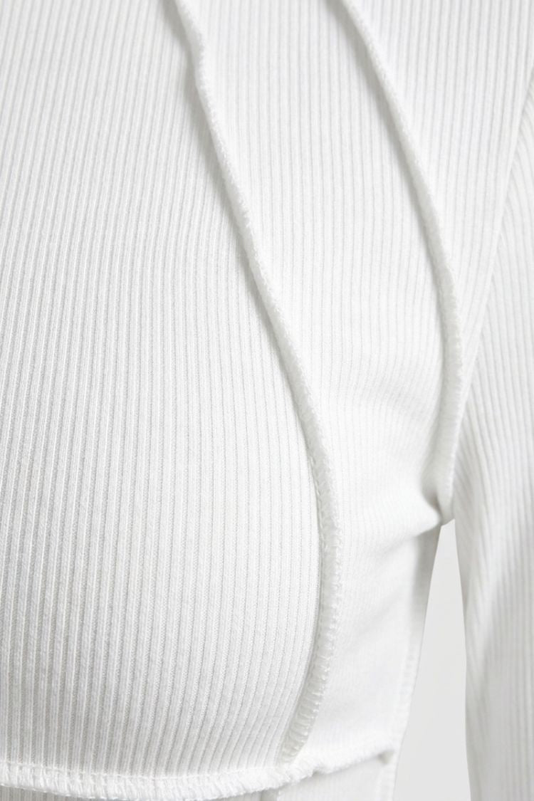 Women's Long Sleeve Round Neck Ribbed Top