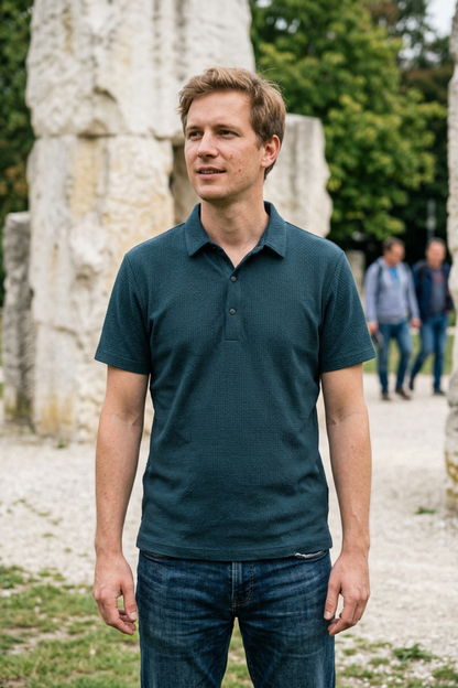 Men's Short Sleeve Polo Shirt with Buttons