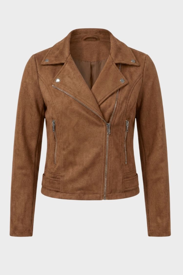 Women's Zip Leather Biker Jacket