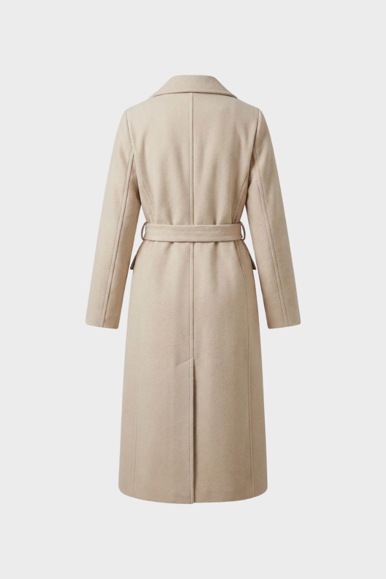 Women's Belted Coat with Notched Collar