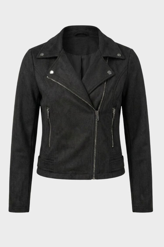 Women's Zip Leather Biker Jacket