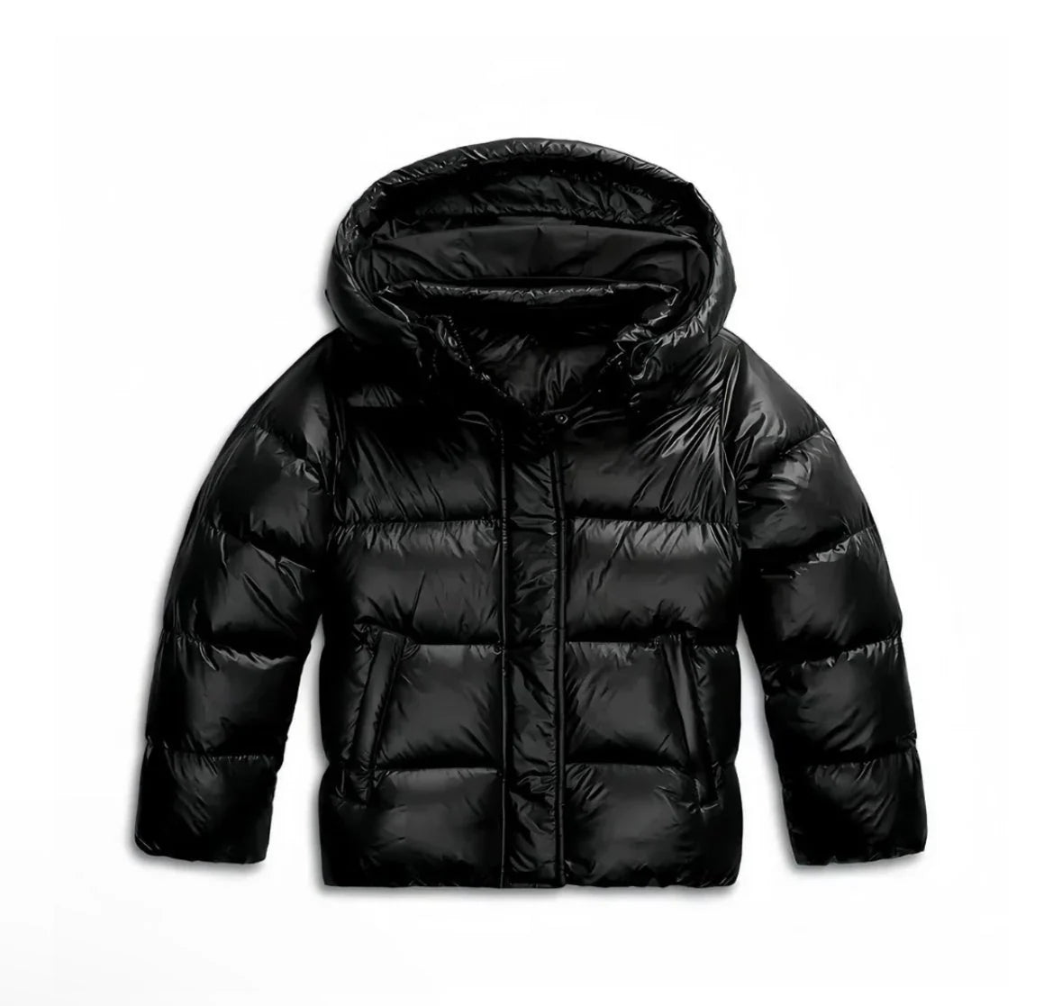 Women's cropped puffer jacket with detachable hood and ribbed cuffs – 7