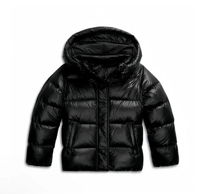 Women's cropped puffer jacket with detachable hood and ribbed cuffs – 7