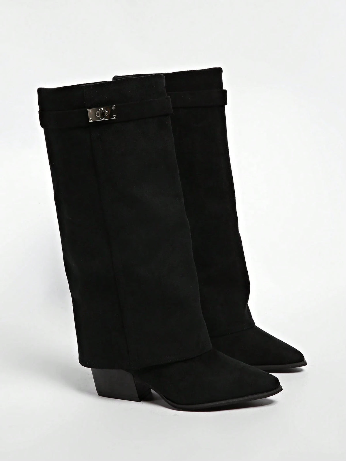 Women's Fold-Over Boots | Buckle Cuff Block Heel