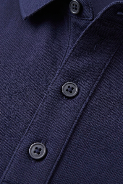 Men's Long Sleeve Polo Shirt with Buttons