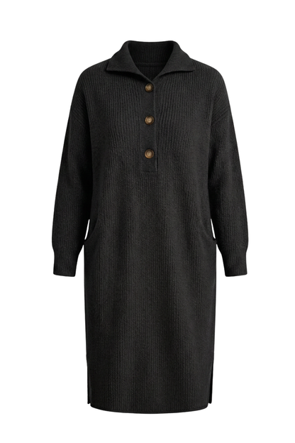 Women's Long Sleeve Collared Midi Dress | Button Front