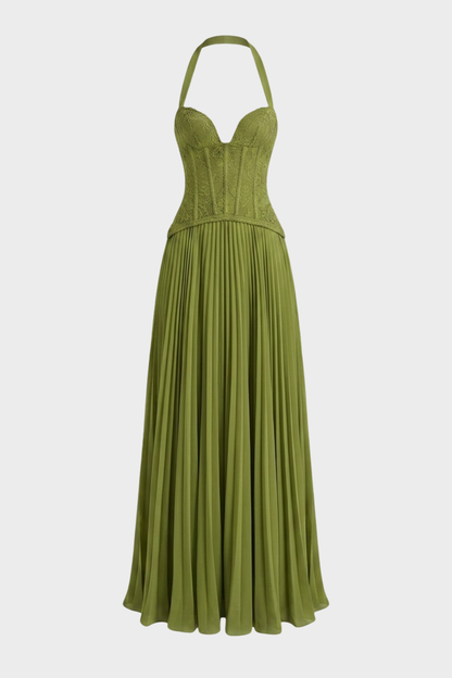 Women's Corset Pleated Maxi | Halter