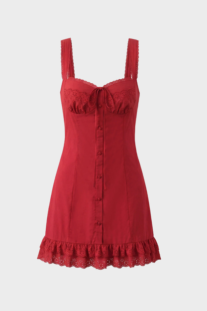 Women's Summer Strappy Dress with Button Placket