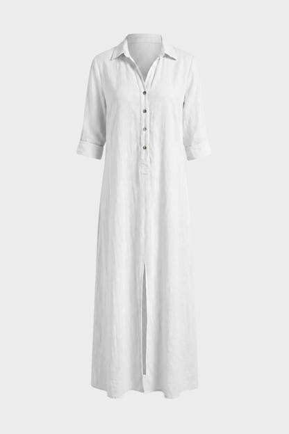 Women's Linen-Look Shirt Dress | Maxi