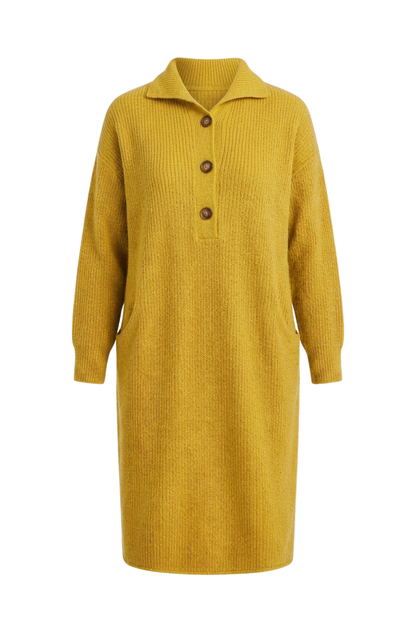 Women's Long Sleeve Collared Midi Dress | Button Front