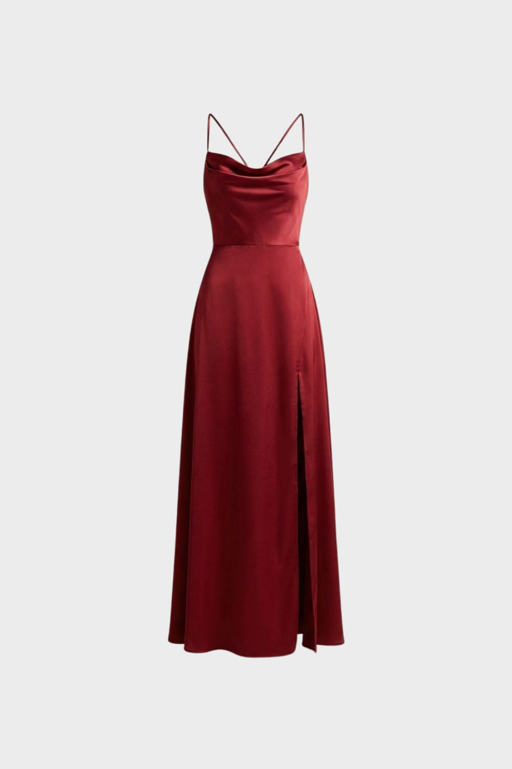 Women's Cowl-Neck Satin Maxi | Slit