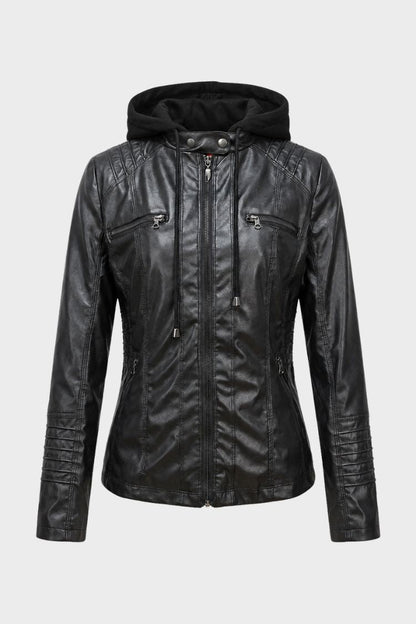 Women's Moto Jacket with Hood | Zip Front