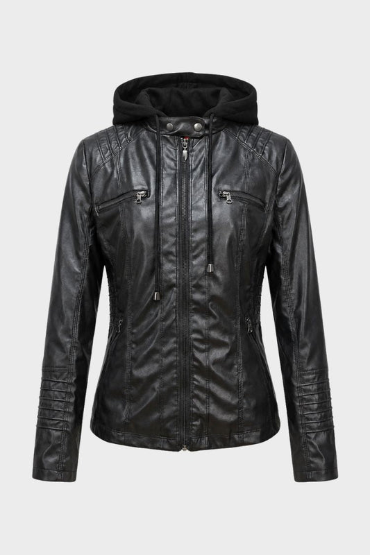 Women's Moto Jacket with Hood | Zip Front