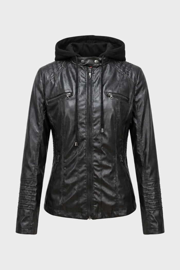 Women's Moto Jacket with Hood | Zip Front
