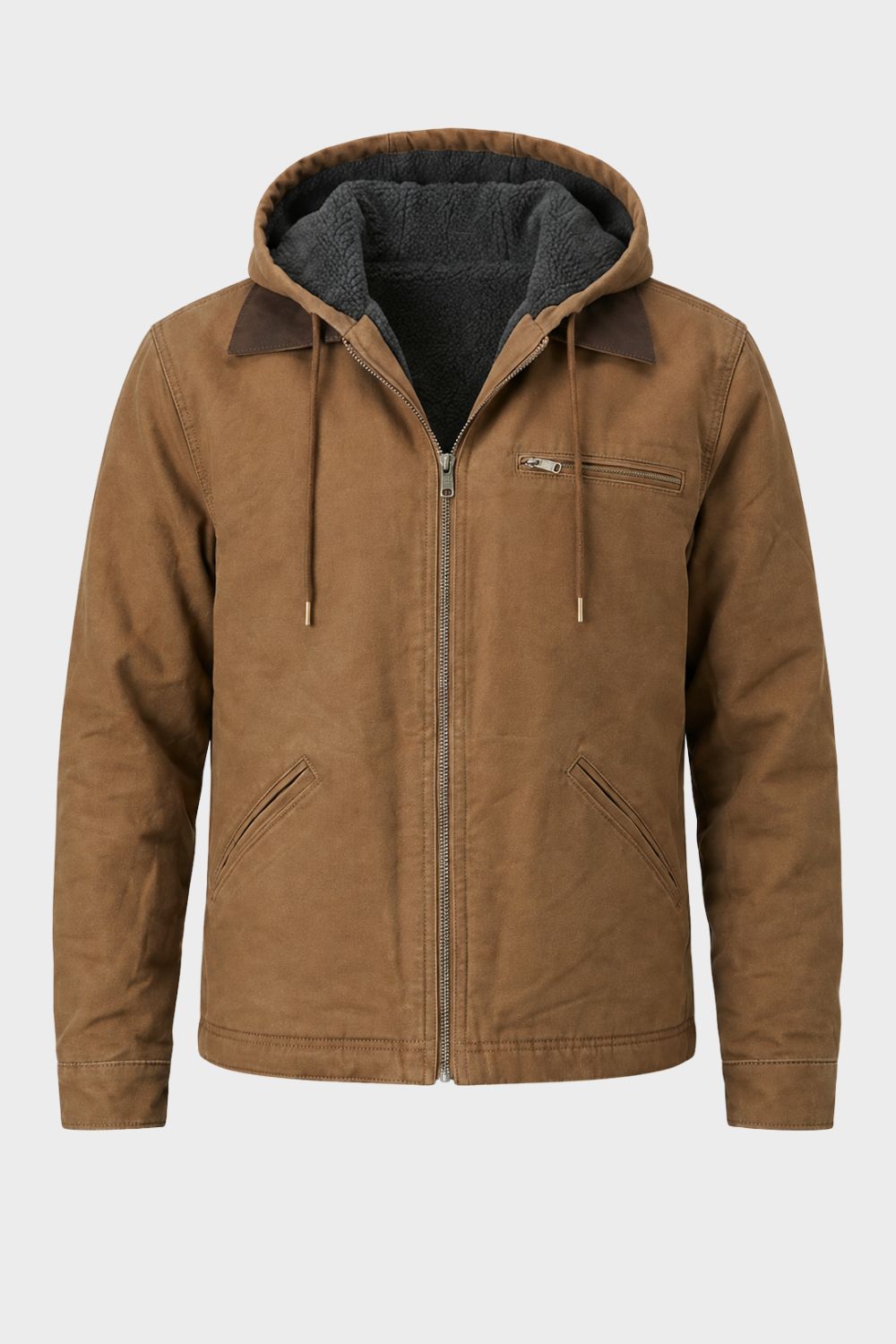 Men's Hooded Canvas Jacket | Front Zip