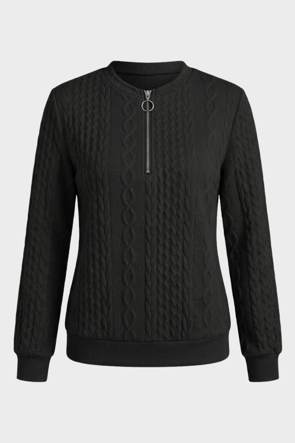 Women's Zip Sweatshirt | Cable Pattern