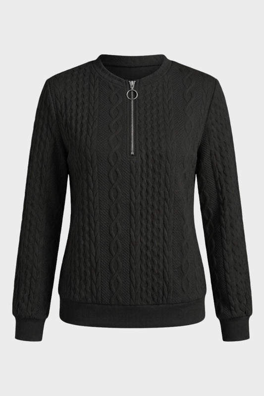 Women's Zip Sweatshirt | Cable Pattern