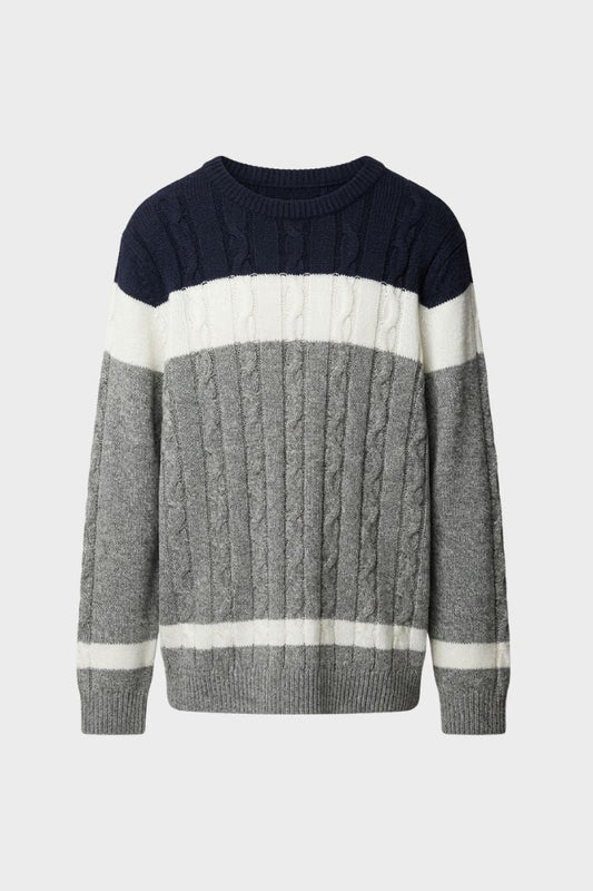 Men's Cable Sweater | Color-Block Crew