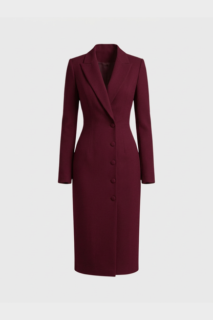 Women's Long Sleeve V Neck Midi Dress | Tailored Fit