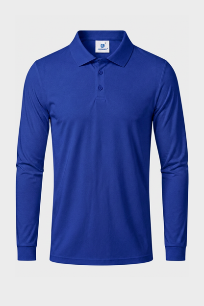 Men's Long Sleeve Polo Shirt with Buttons