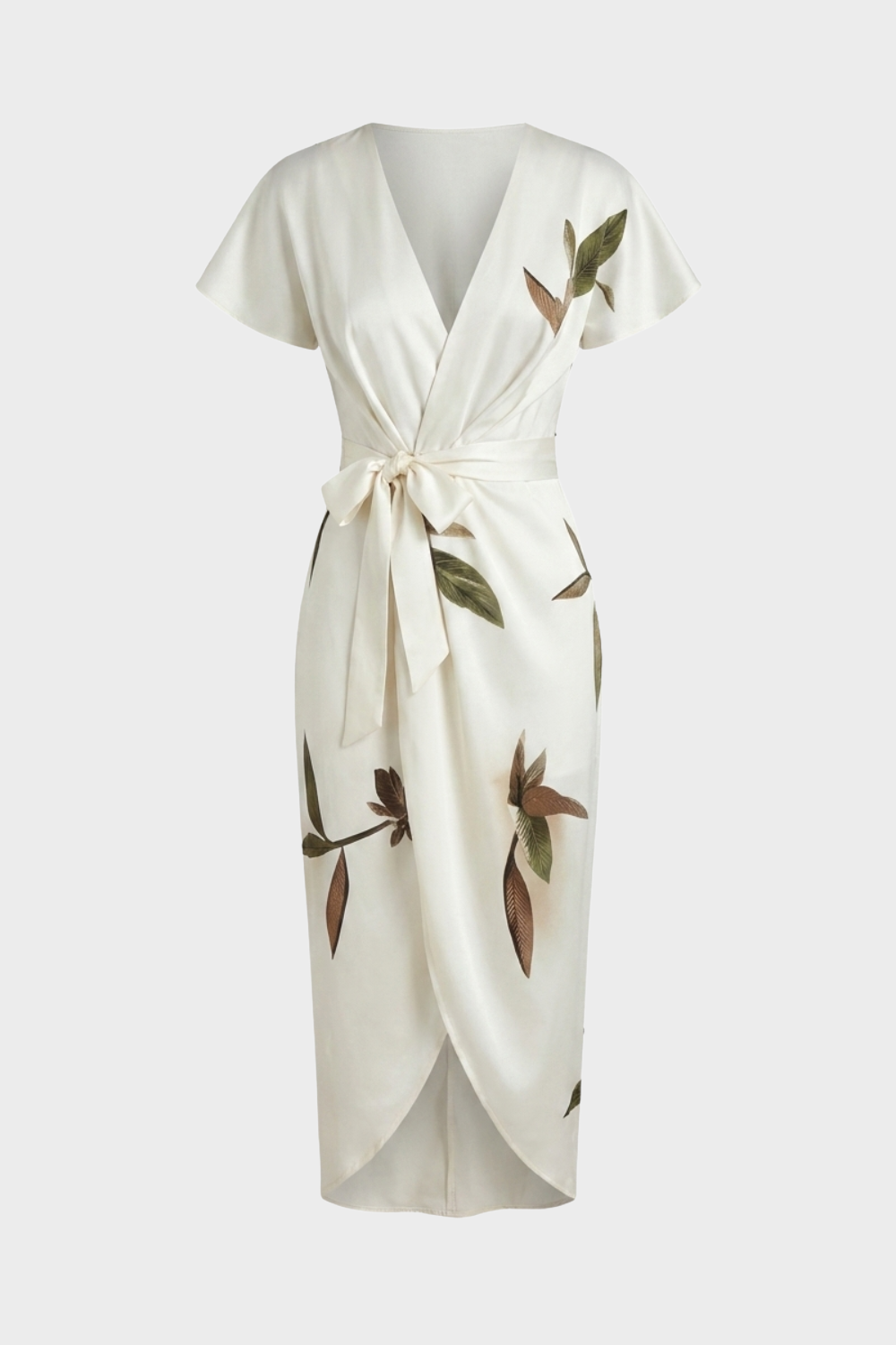Women's Wrap Midi Dress | Leaf Print