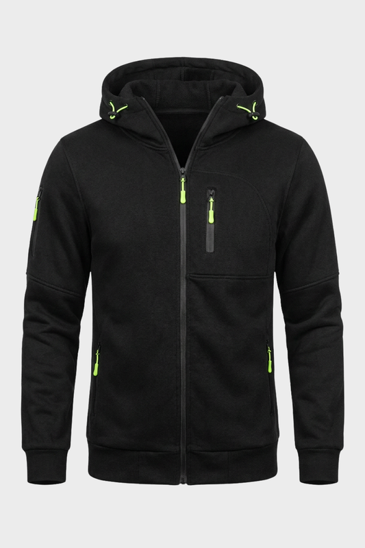 Men's Casual Zip-Up Hoodie | Chest Pocket