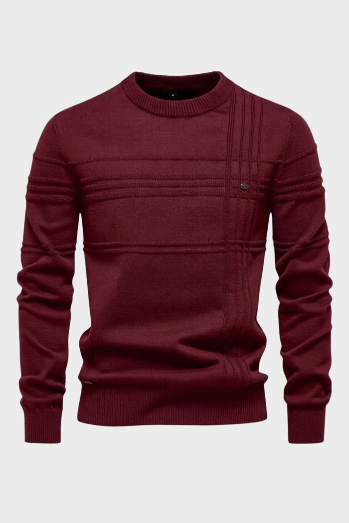 Men's Striped Crew Sweater | Ribbed Hem