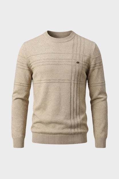 Men's Striped Crew Sweater | Ribbed Hem