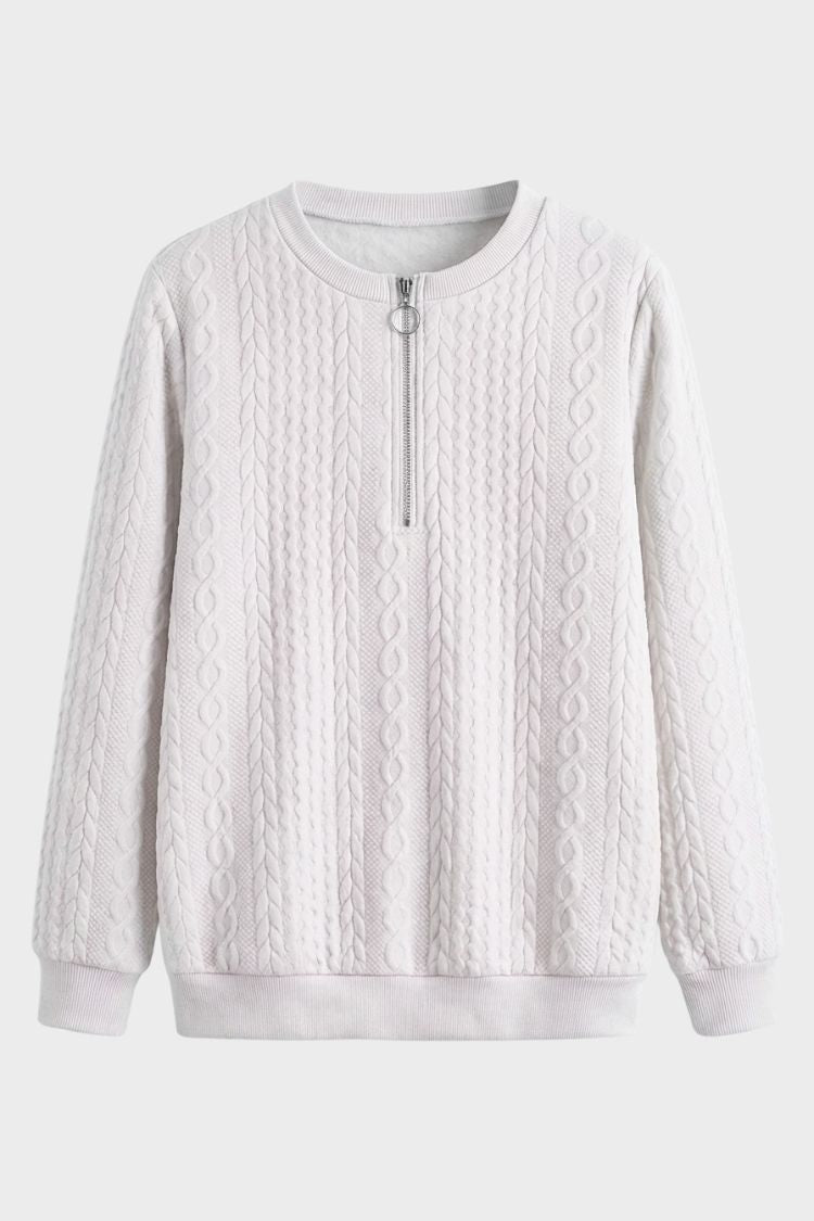 Women's Zip Sweatshirt | Cable Pattern