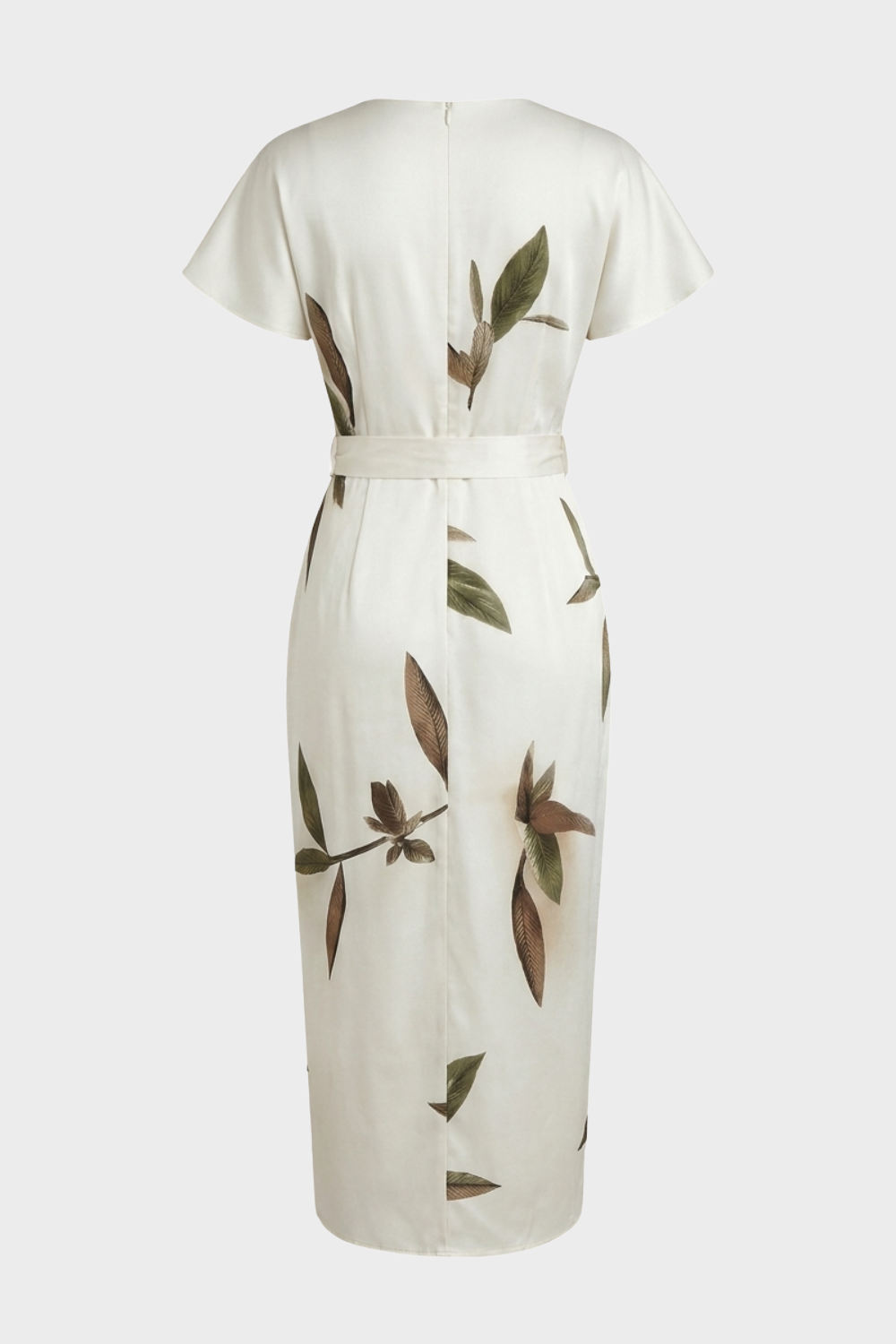 Women's Wrap Midi Dress | Leaf Print