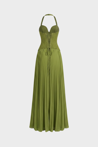 Women's Corset Pleated Maxi | Halter