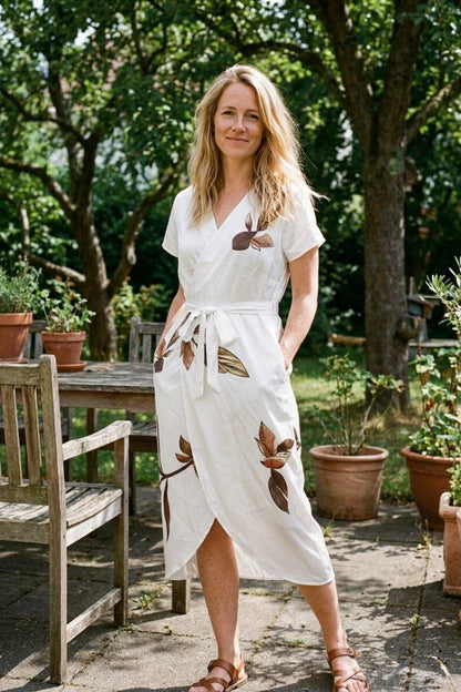 Women's Wrap Midi Dress | Leaf Print