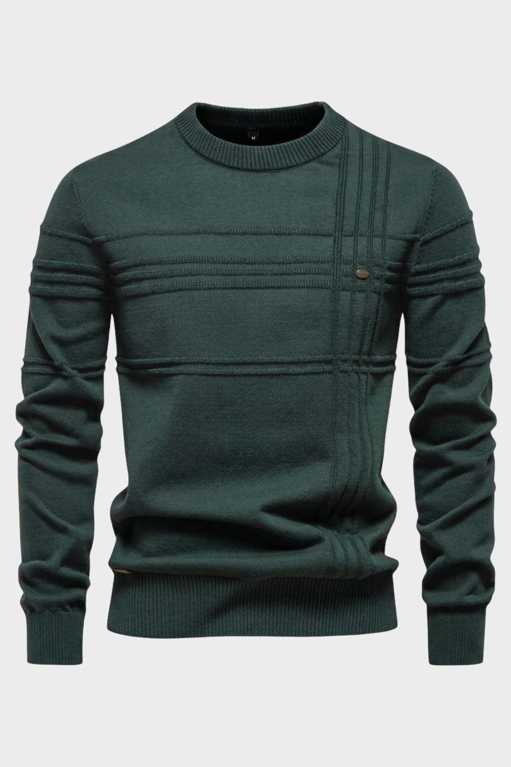 Men's Striped Crew Sweater | Ribbed Hem