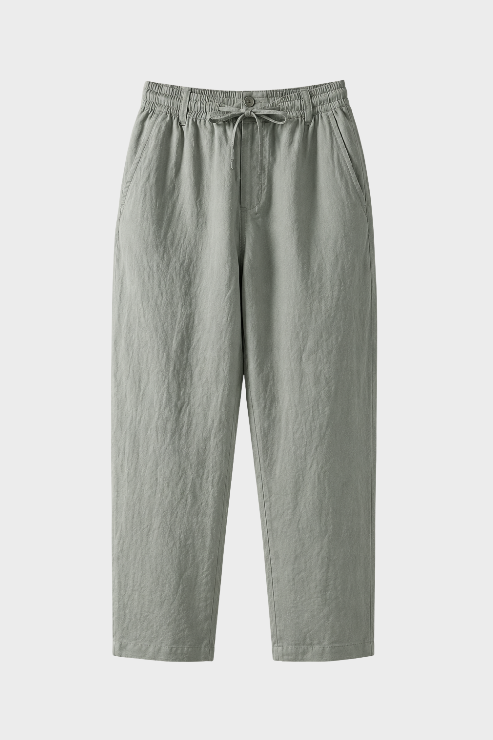 Men's Linen Trousers with Elastic Waist and Drawstring