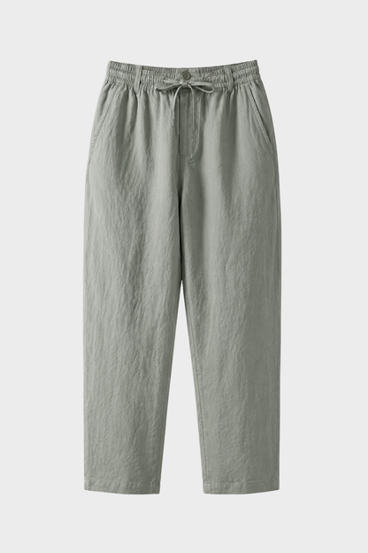 Men's Linen Trousers with Elastic Waist and Drawstring