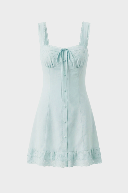 Women's Summer Strappy Dress with Button Placket