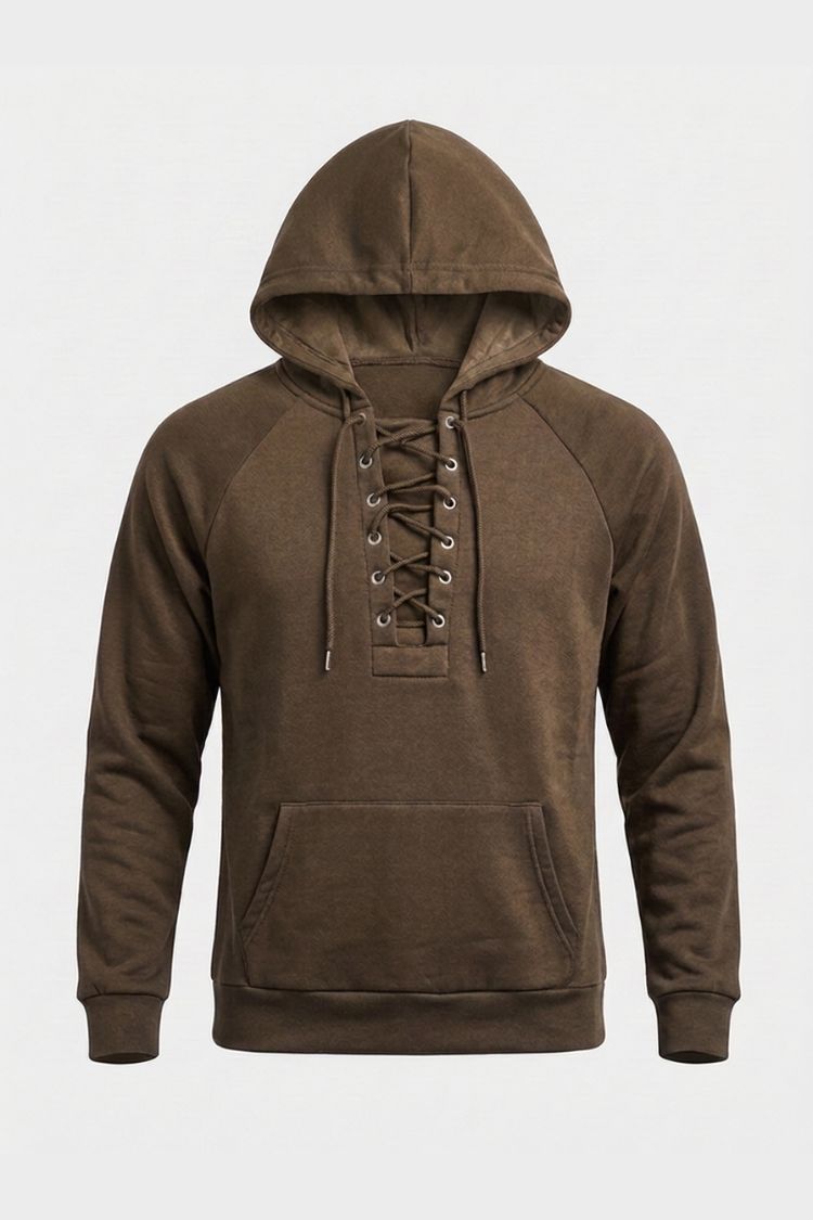 Men's Lace-Up Hoodie | Kangaroo Pocket