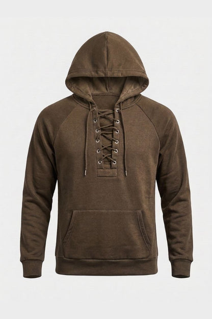Men's Lace-Up Hoodie | Kangaroo Pocket