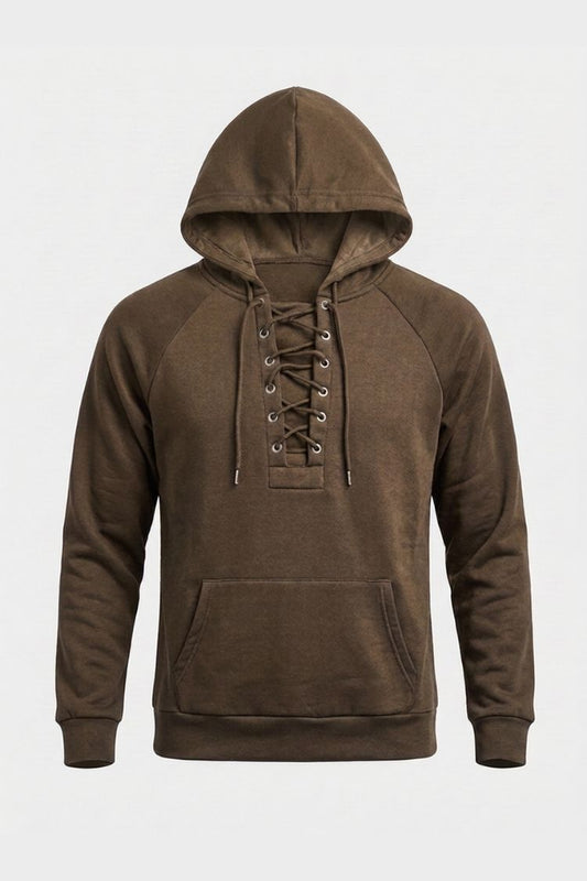 Men's Lace-Up Hoodie | Kangaroo Pocket